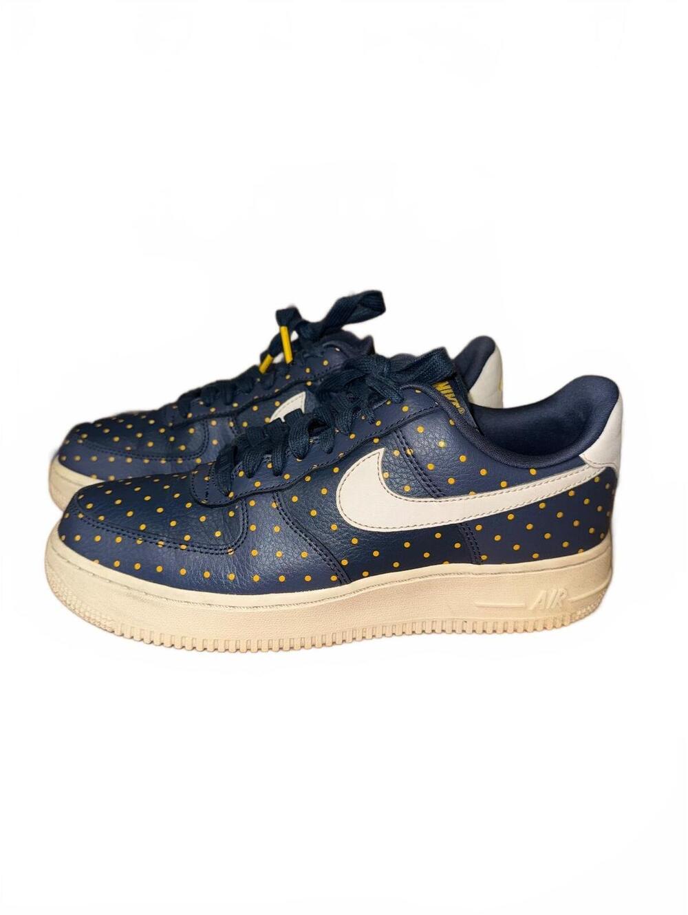 Women’s Nike Air Force 1 Low navy blue and gold polkadot sneakers size 9